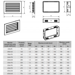 Grotelės VENTLAB 450x240, fiksuotos žaliuzės, baltos