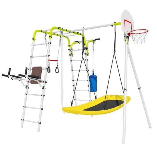 Įbetonuojamas sporto kompleksas-aikštelė vaikams SANRO FITNESS-4 baltai-salotinis, iki 100kg Įbetonuojamas sporto kompleksas-aikštelė vaikams SANRO FITNESS-4 baltai-salotinis, iki 100kg