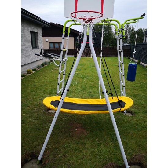 Įbetonuojamas sporto kompleksas-aikštelė vaikams SANRO FITNESS-4 baltai-salotinis, iki 100kg Įbetonuojamas sporto kompleksas-aikštelė vaikams SANRO FITNESS-4 baltai-salotinis, iki 100kg