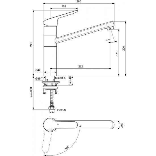 Ideal Standard Ceraflex plautuvės maišytuvas, Click technologija, BlueStart technologija, vandens temperatūros ribojimas