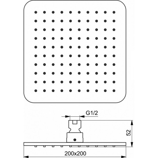 Idealrain Cube kvadratinė 200x200 mm centrinė dušo galva, juoda matinė