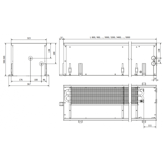 Įleidžiamas grindinis konvektorius FC 100x32x30