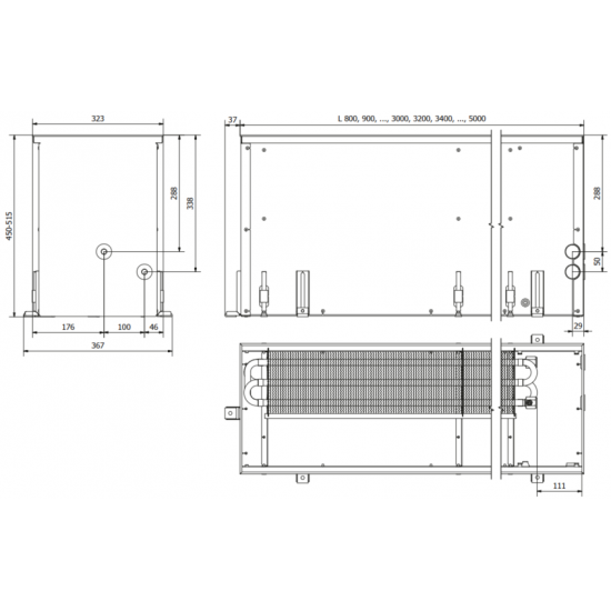 Įleidžiamas grindinis konvektorius FC 100x32x45