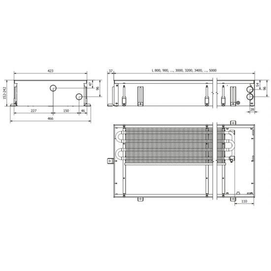 Įleidžiamas grindinis konvektorius FC 100x42x15