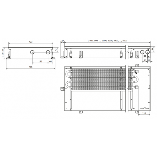 Įleidžiamas grindinis konvektorius FC 110x42x11