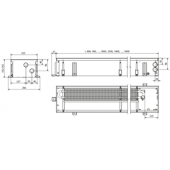 Įleidžiamas grindinis konvektorius FC 120x22x15