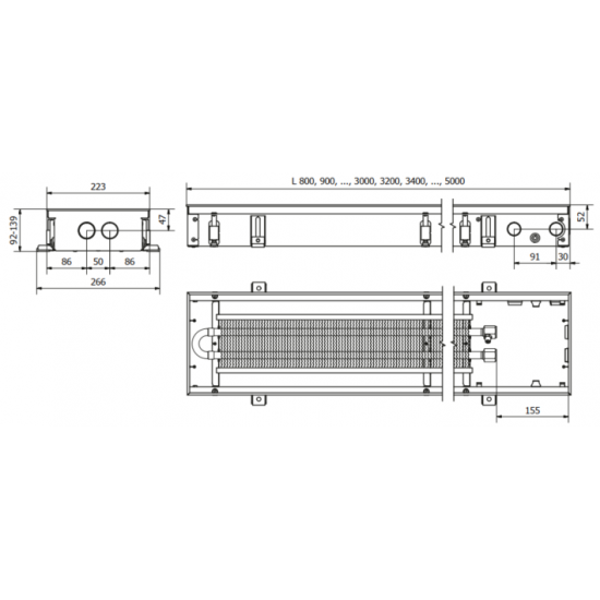 Įleidžiamas grindinis konvektorius FC 140x22x9