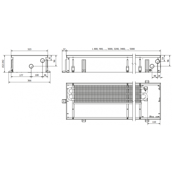 Įleidžiamas grindinis konvektorius FC 150x32x15