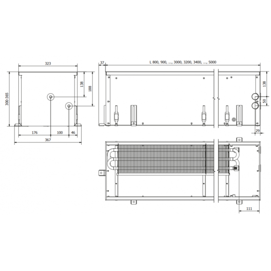 Įleidžiamas grindinis konvektorius FC 150x32x30