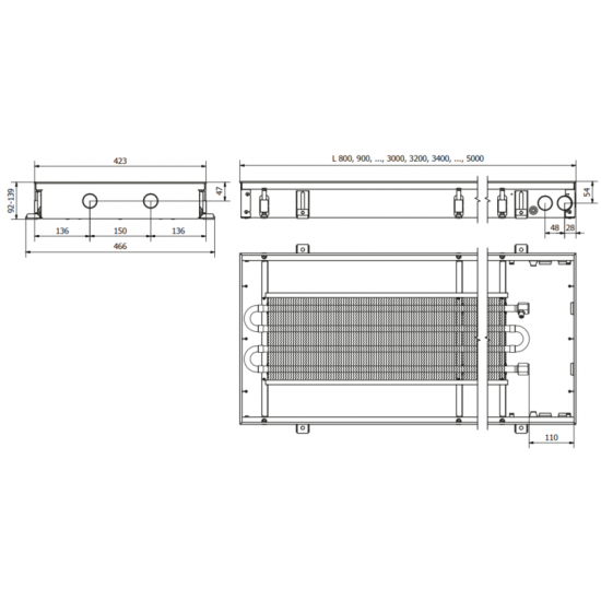 Įleidžiamas grindinis konvektorius FC 170x42x9