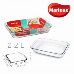 Indas kepimui stiklinis 2.0L 33*19*5.2cm Marinex