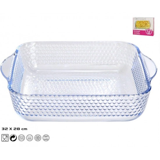 Indas kepimui stiklinis 3.2L 32*28*6cm RECT