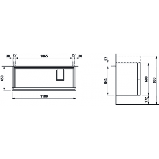 Kartell by Laufen spintelė, 600x1180x450mm, su dviem stalčiais, balta