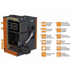 Katilas granul. PELLET UNI 20 su 20kW degikliu ir 320 l talpa su KIPI ROT degikliu