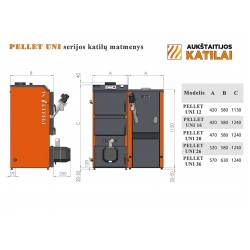 Katilas granulinis PELLET UNI 12 su KIPI ROT POWER 16 kW degikliu ir 320 l talpa
