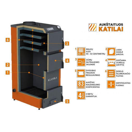 Katilas kieto kuro KLASIKA 13 13kW