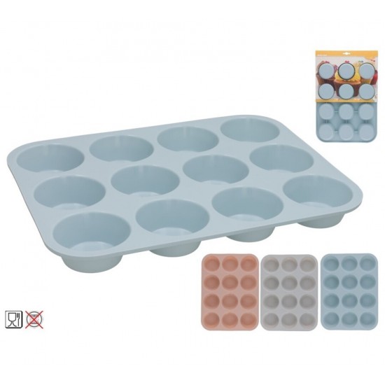 Kepimo forma silikoninė 12vnt keksiukams 32*24*3cm Kepimo forma silikoninė 12vnt keksiukams 32*24*3cm