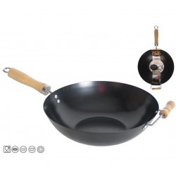 Keptuvė met. 30cm indukc. med. rankena WOK