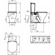 Kombinuotas unitazas Ideal Standard TESI hor. nuotaku, Aquablade nuplovimas, vandens įvadas apačioje, soft close sėdynė