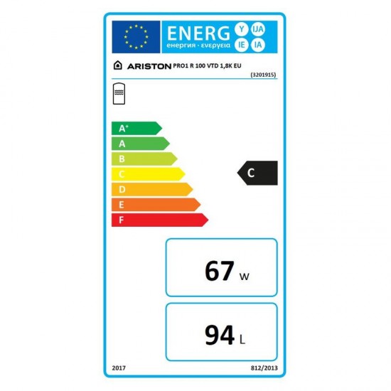 Kombinuotas vandens šildytuvas Ariston PRO1 R, 100VTD, 94l 1.8 kW dešininis