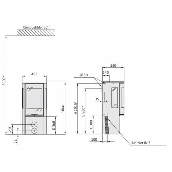 Krosnelė C556:2 Style, juoda su stikliniu viršumi (998010, 998552, 803325)