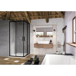 Kvadratinė dušo kabina Ravak Blix Slim, BLSRV2-80 juoda+ stiklas Transparent