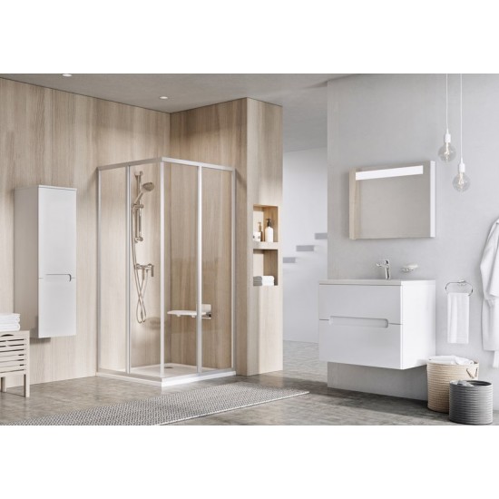 Kvadratinė dušo kabina Ravak Supernova SRV2-S+SRV2-S, 90x90, balta+pearl