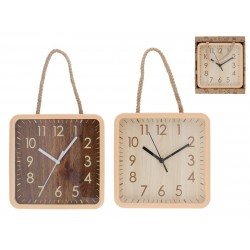 Laikrodis plast. sieninis 18*18cm WOOD
