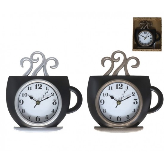 Laikrodis plast. sieninis 25*22cm COFFE TIME