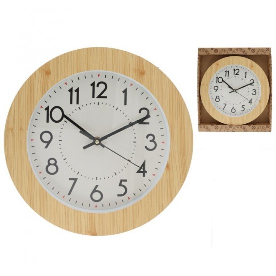 Laikrodis plast. sieninis 30cm WOOD