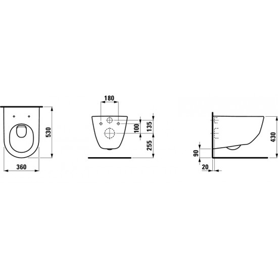 Laufen PRO Pack komplektas, pakabinamas WC+Slim dangtis soft.close (820956+898966+tarpinė)