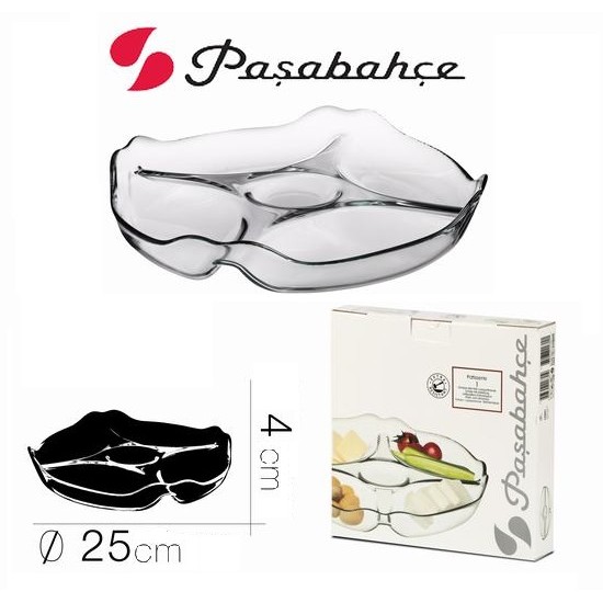 Lėkštė serviravimui stikl. 25cm 5d užkandžiams