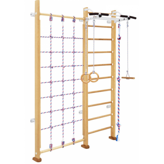 Medinė švediška gimnastikos sienelė SANRO CLIMBER natūrali, 243x174cm Medinė švediška gimnastikos sienelė SANRO CLIMBER natūrali, 243x174cm