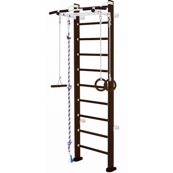 Medinė švediška gimnastikos sienelė SANRO SMILE Vengė (tamsiai ruda), 243x64cm Medinė švediška gimnastikos sienelė SANRO SMILE Vengė (tamsiai ruda), 243x64cm