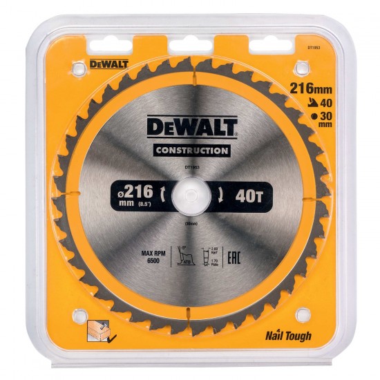 Medžio pjovimo diskas 216x30x40T, DeWALT Medžio pjovimo diskas 216x30x40T, DeWALT