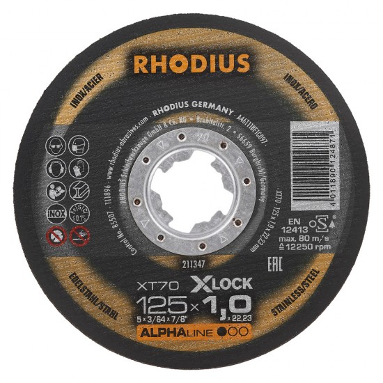Met.pj. diskas XT70 125x1,5x22,23 X-LOCK