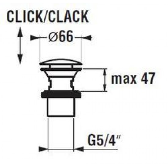 MIO Dugno vožtuvas Click-Clack, su persipylimu, chromuotas