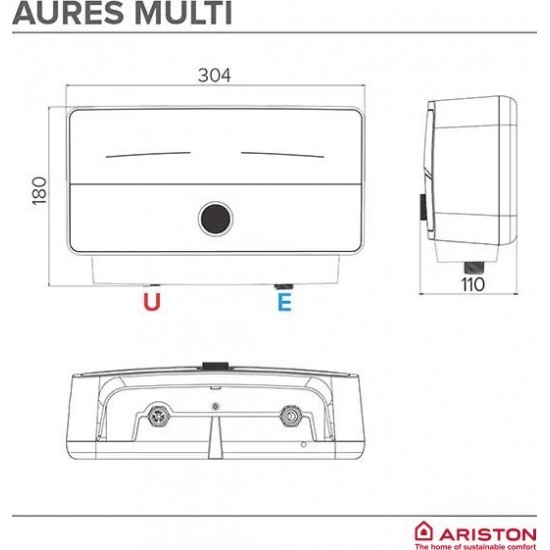 Momentinis vandens šildytuvas Ariston Aures, M7 7kW
