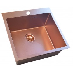 Nerūdijančio plieno plautuvė D5050HC COPPERY su sifonu