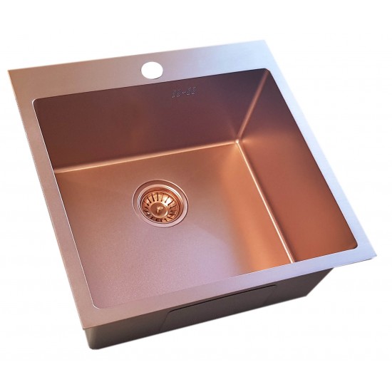 Nerūdijančio plieno plautuvė D5050HC COPPERY su sifonu