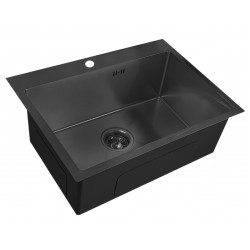 Nerūdijančio plieno plautuvė D6045HB BLACK su sifonu