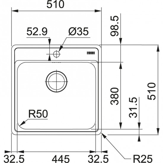 Nerūdijančio plieno plautuvė Franke Bell, BCX 610-51 Nerūdijančio plieno plautuvė Franke Bell, BCX 610-51