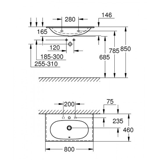 Pakabinamas praustuvas Grohe Essence 80 cm