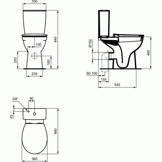 Pastatomo WC Ideal Standard puodas, Eurovit, paaukštintas (be bakelio)