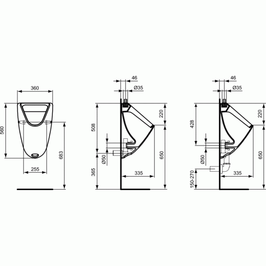 Pisuaras Ideal Standard Eurovit, pajungimas iš viršaus