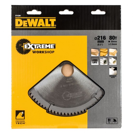 Pjov. diskas medienai DeWalt 216mmx30mm 80T Pjov. diskas medienai DeWalt 216mmx30mm 80T