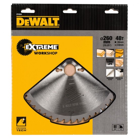 Pjov. diskas medienai DeWalt 260mmx30mm 48T Pjov. diskas medienai DeWalt 260mmx30mm 48T