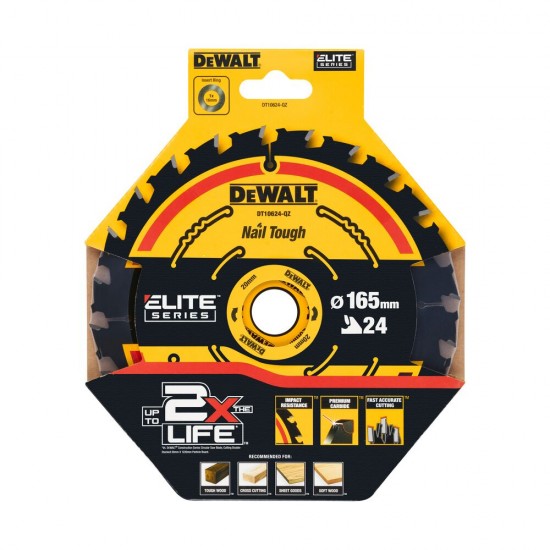 Pjov. diskas medienai DeWalt ELITE CSB 165x20mm 24T Pjov. diskas medienai DeWalt ELITE CSB 165x20mm 24T