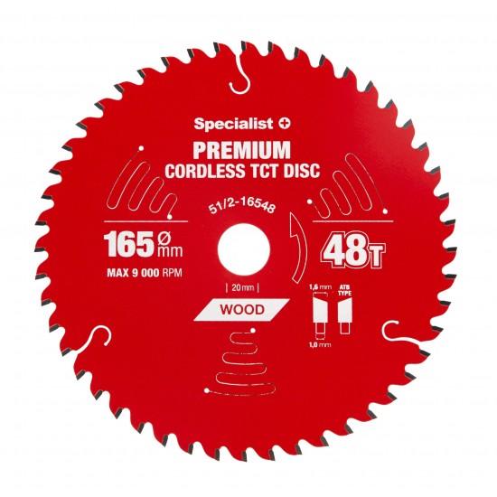 Pjovimo diskas 165x48Tx20mm, Cordless PREMIUM, SPECIALIST+ Pjovimo diskas 165x48Tx20mm, Cordless PREMIUM, SPECIALIST+