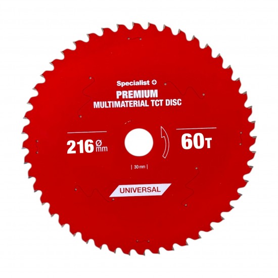 Pjovimo diskas 216x60Tx30mm, Multimaterial PREMIUM, SPECIALIST+ Pjovimo diskas 216x60Tx30mm, Multimaterial PREMIUM, SPECIALIST+